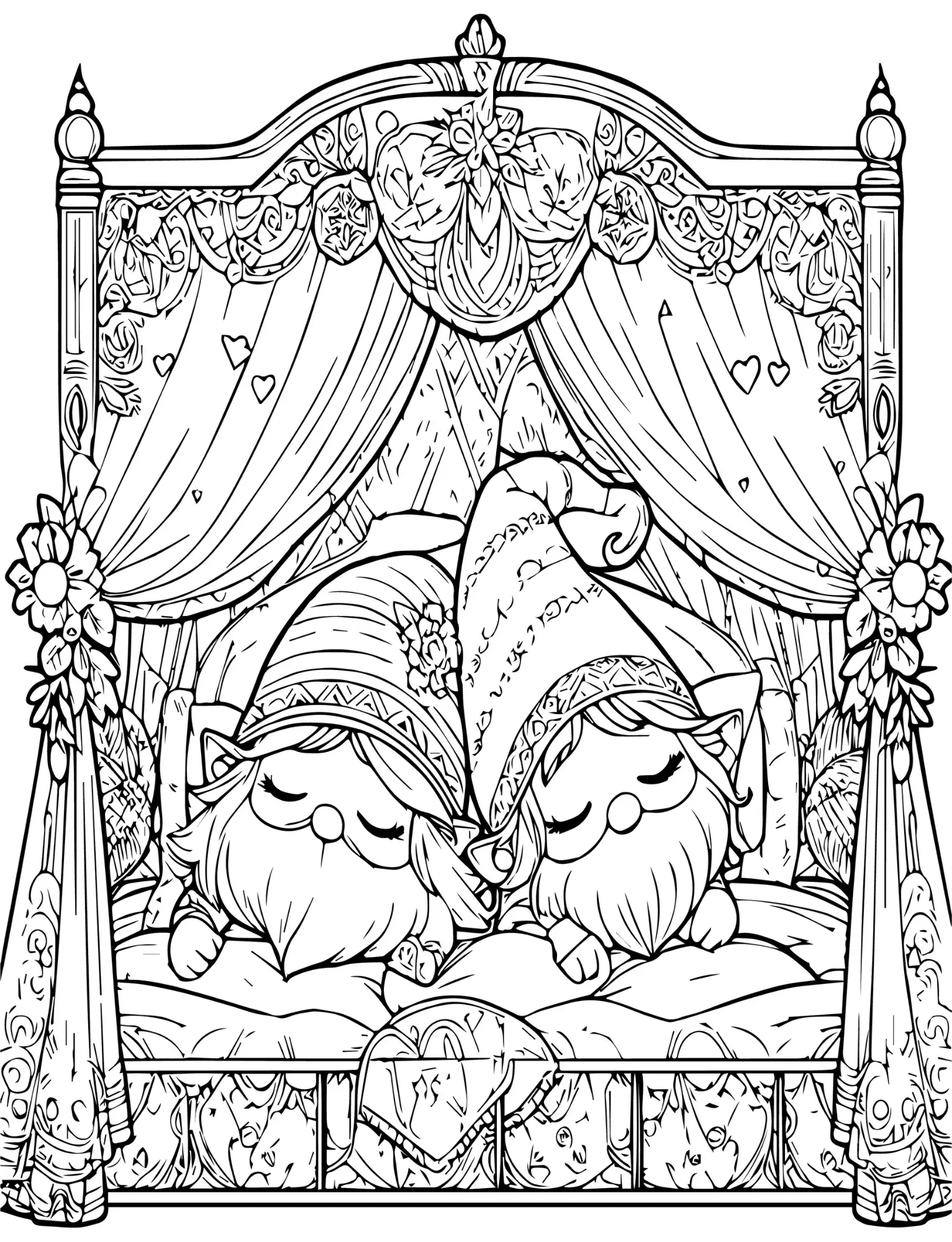 Niña coloreando libro de gnomos