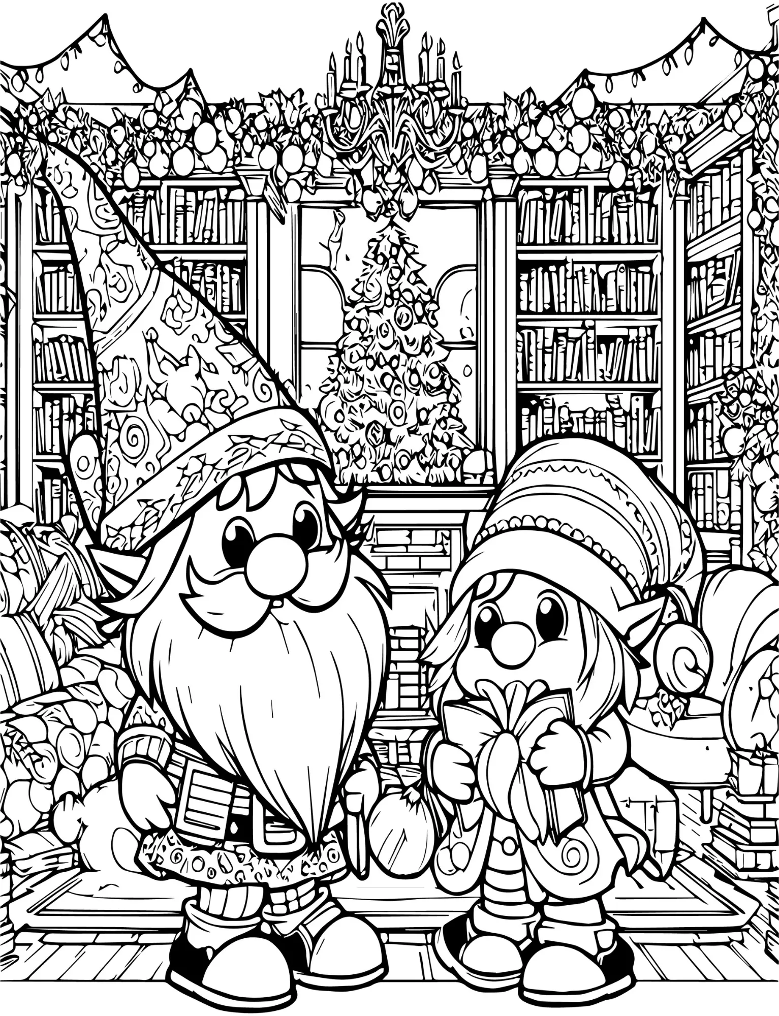 Adulto coloreando libro de gnomos