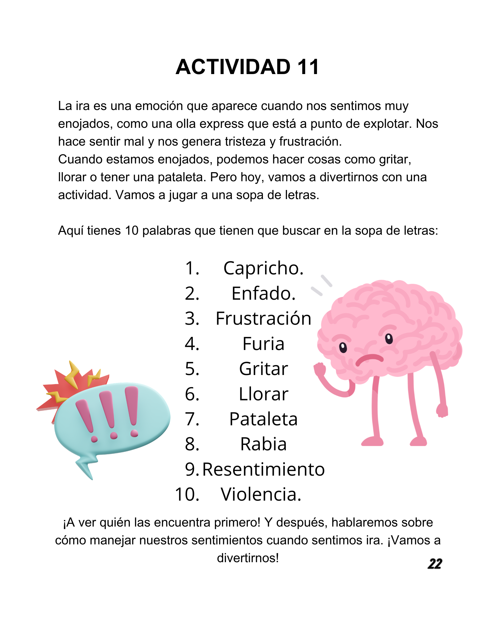 Niño usando libro de control de la ira